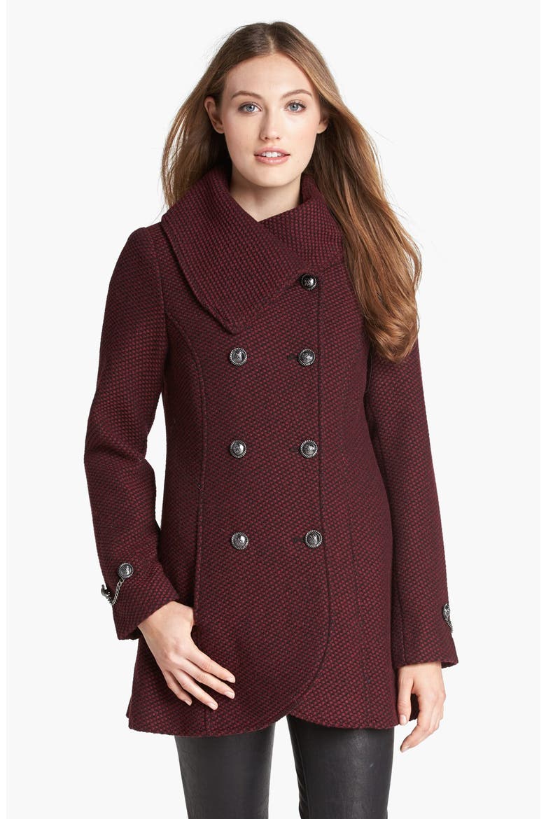 Cutaway Basket Weave Coat, Main, color, BURGUNDY