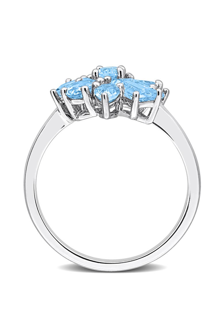 Gemstone Cluster Ring Sterling Silver, Alternate, color, Sky-Blue Topaz