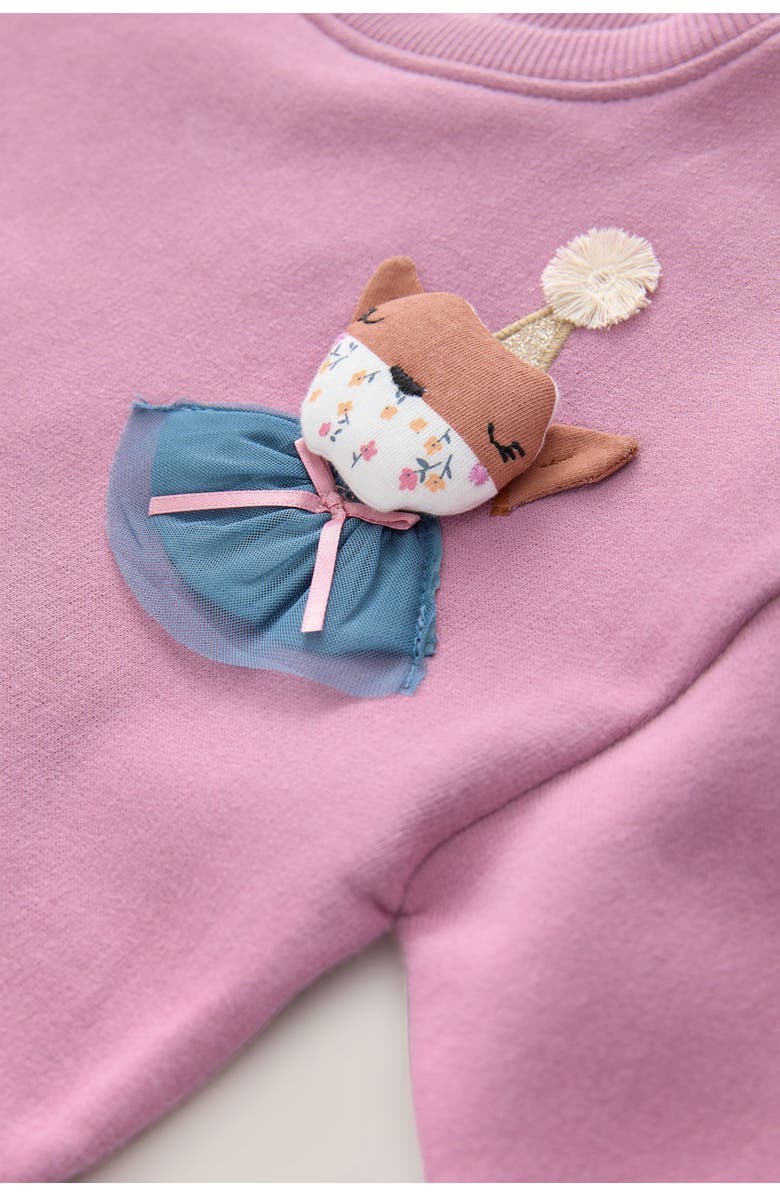 NEXT Kids' Appliqué Sweatshirt Dress, Alternate, color, Purple