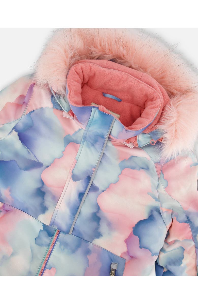 Deux par Deux Girl's Two Piece Snowsuit Printed Pastel Watercolor And Dusty Pink, Alternate, color, 