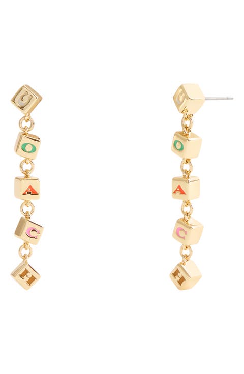 Logo Cube Linear Drop Earrings