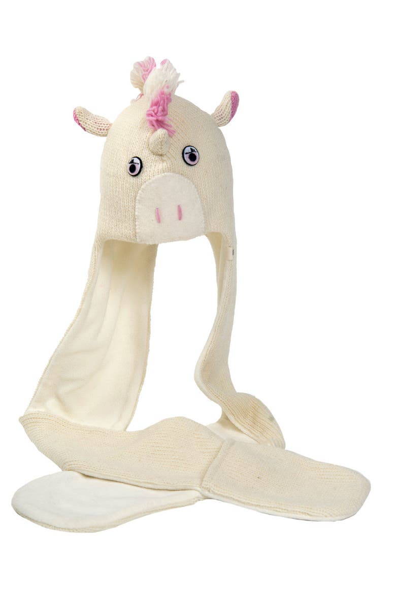 Nirvanna Designs Unicorn Hatscarf, Main, color, Beige