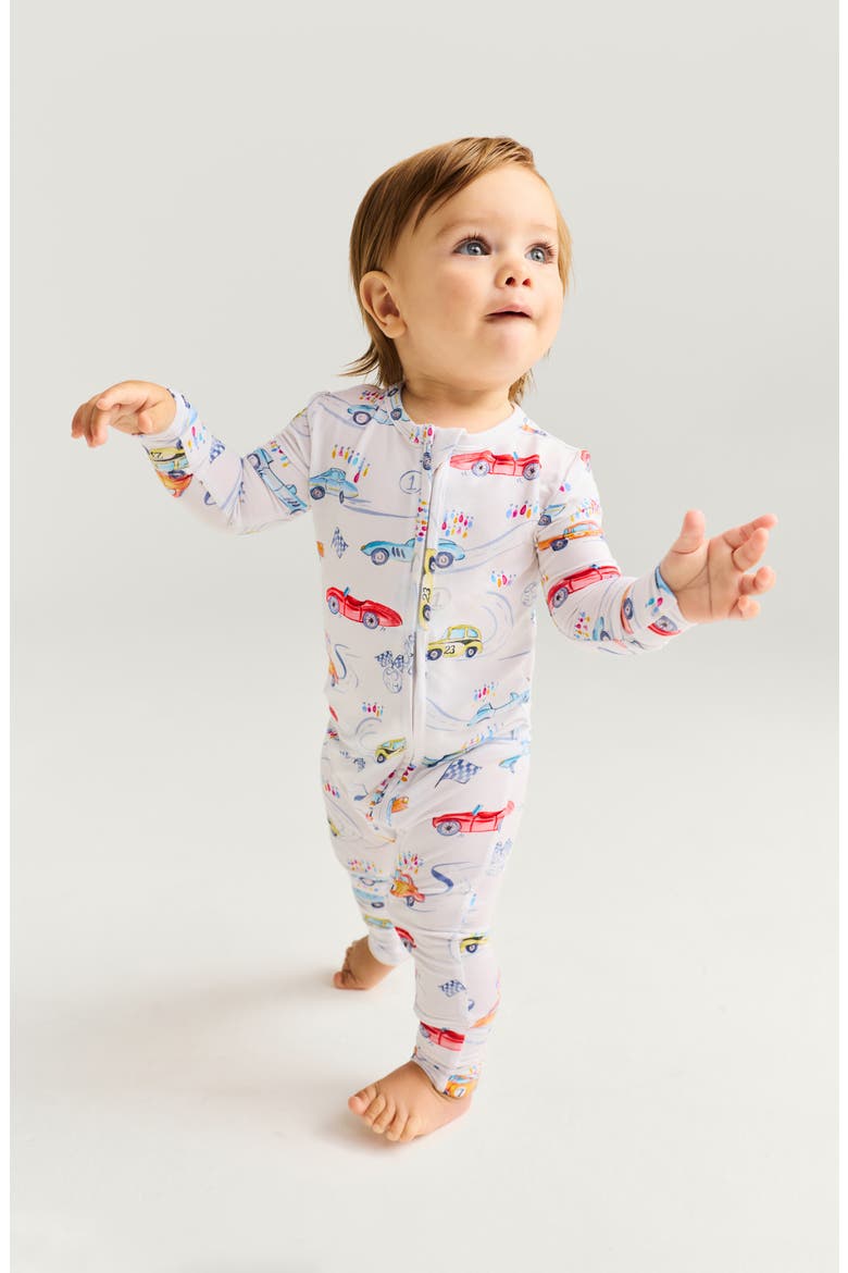 Print Convertible One-Piece Footie, Alternate, color, WHITE