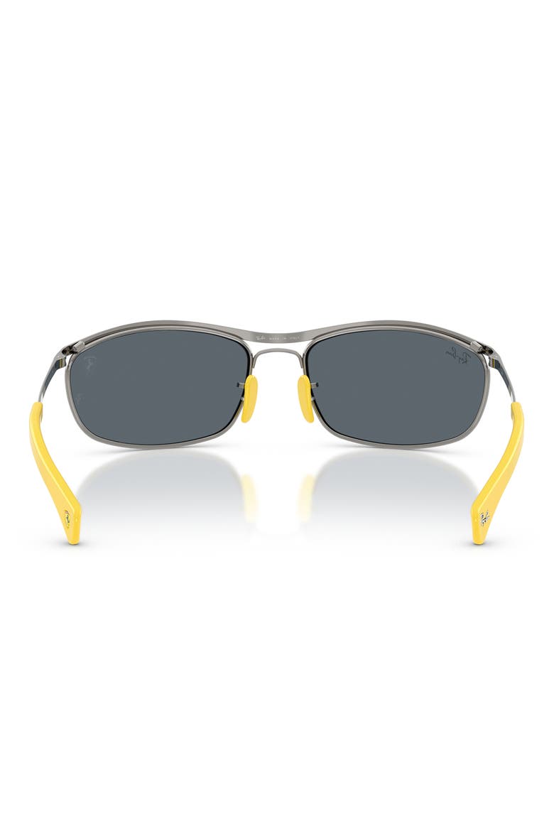 x Ferrari 62mm Oversize Oval Sunglasses, Alternate, color, GUNMETAL / BLUE