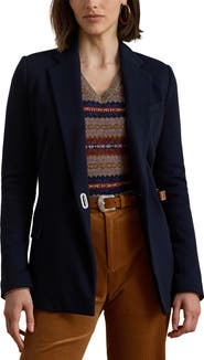 Lauren Ralph Lauren Herringbone Jacquard Buckle Blazer