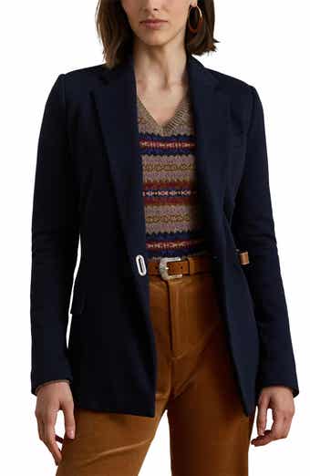 Lauren Ralph Lauren Herringbone Jacquard Buckle Blazer