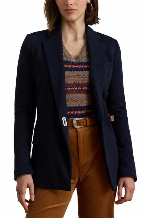 Lauren Ralph Lauren Herringbone Jacquard Buckle Blazer