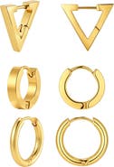 Adornia Set of 3 Pairs 18k Gold Plate Earrings