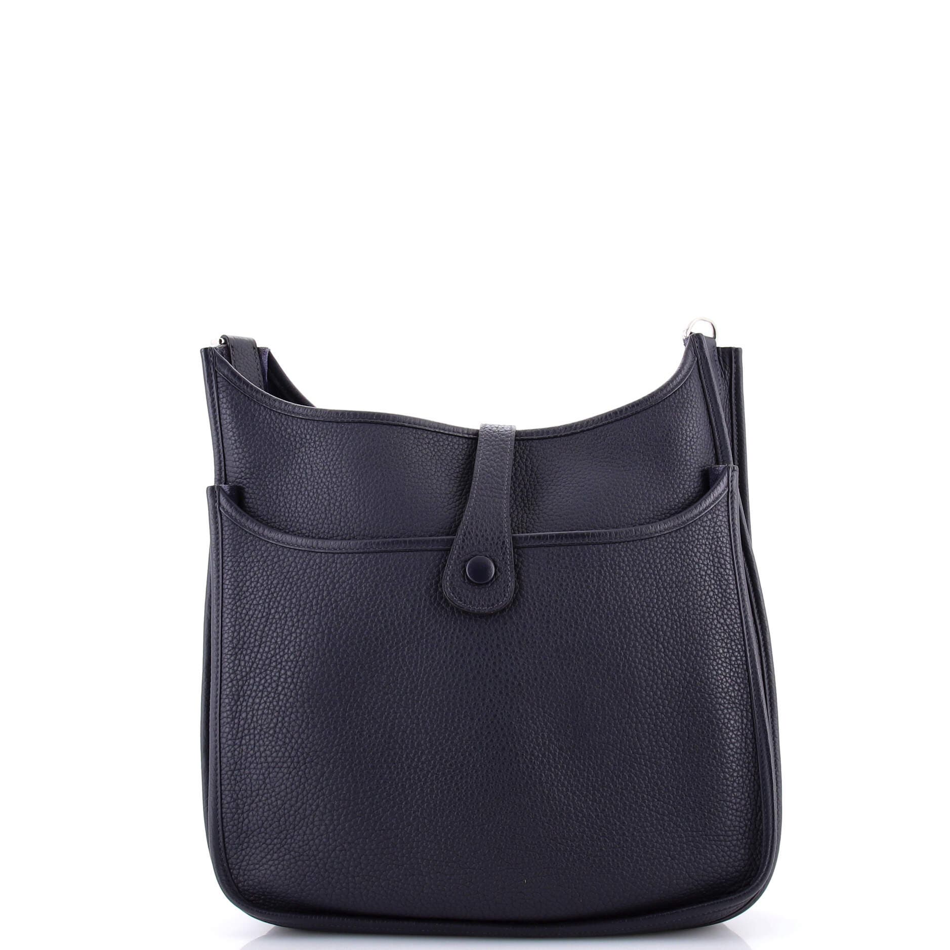 Pre-Owned Hermes Evelyne Bag Gen III Clemence GM, Alternate, color, Bleu Nuit