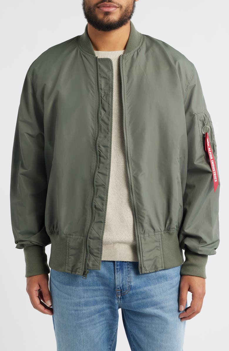 Alpha Industries L-2B Hunter Water Resistant Bomber Jacket, Main, color, Field Gray