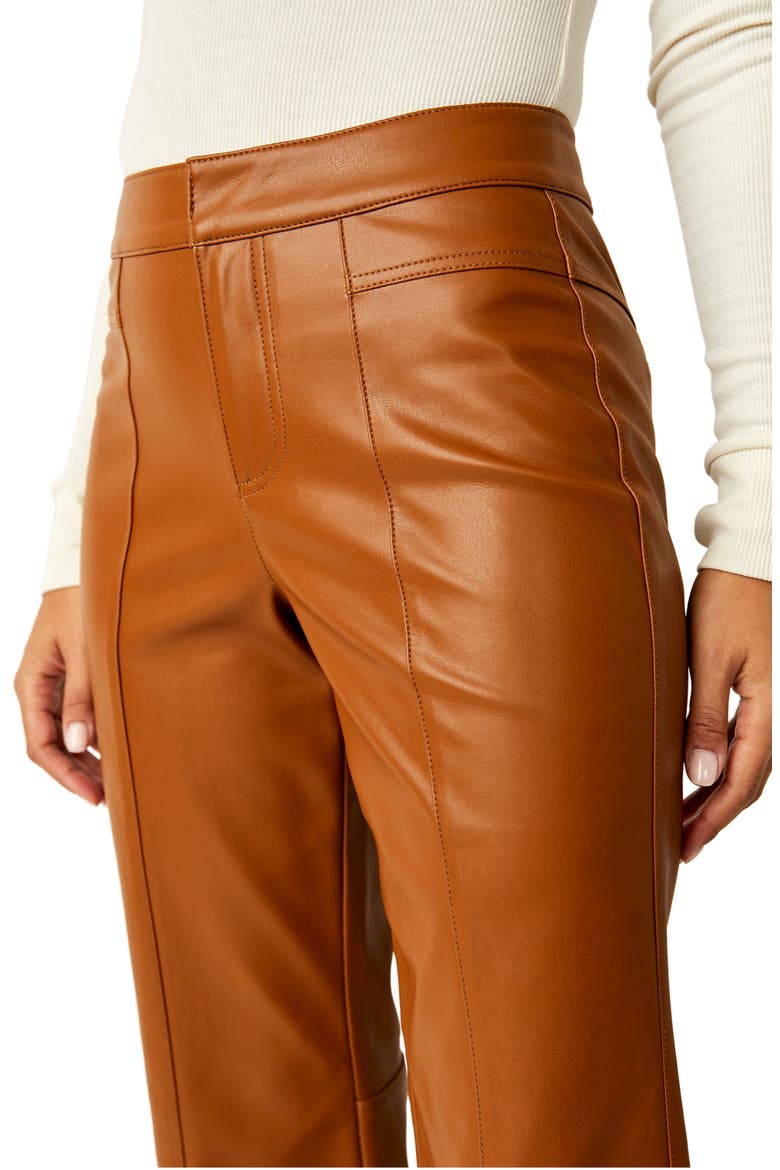 Uptown High Waist Faux Leather Flare Pants, Alternate, color, BROWN
