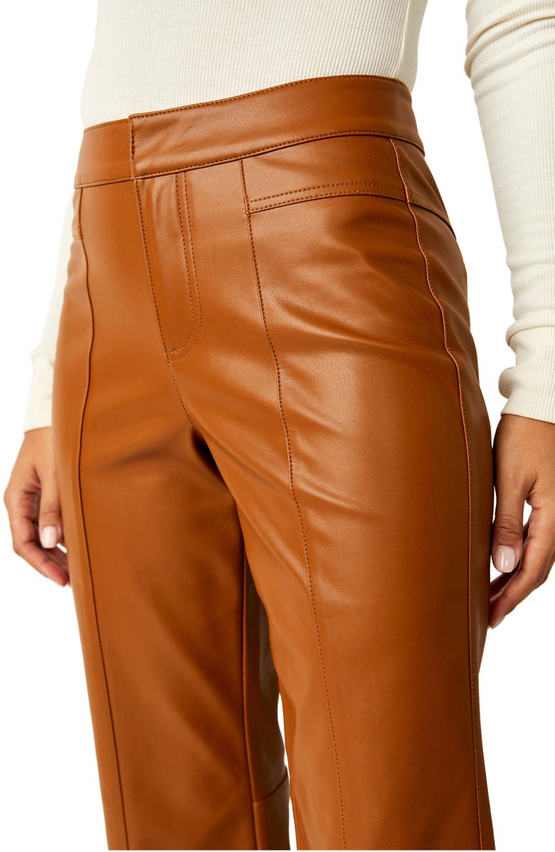 Free People Uptown High Waist Faux Leather Flare Pants, Alternate, color, Brown