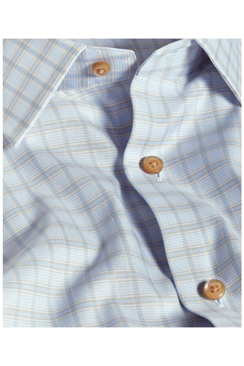 Trim Fit Dobby Check Cotton Dress Shirt, Alternate, color, SKY/ DUNE