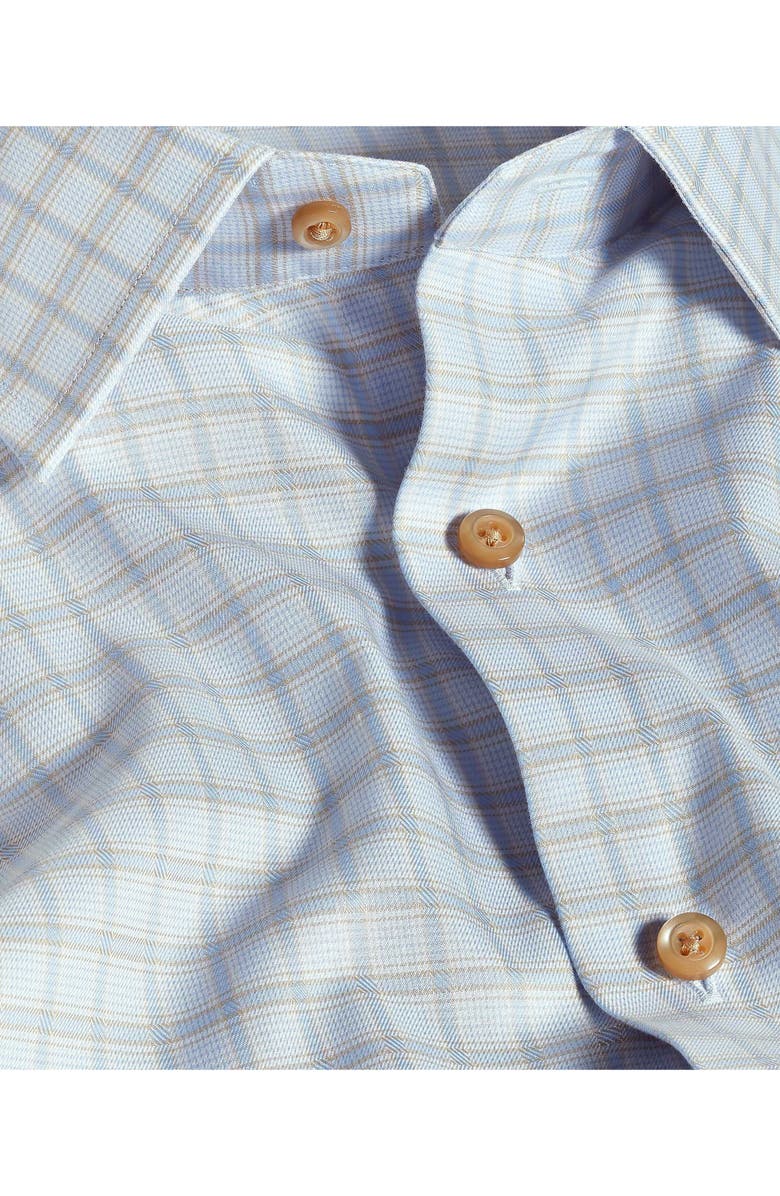 David Donahue Trim Fit Dobby Check Cotton Dress Shirt, Alternate, color, Sky/ Dune