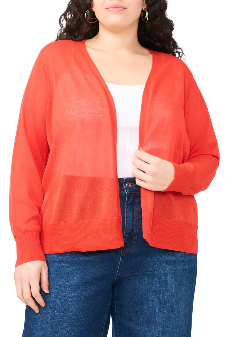 Tissue Knit Cardigan, Main, color, ORANGE FIRE