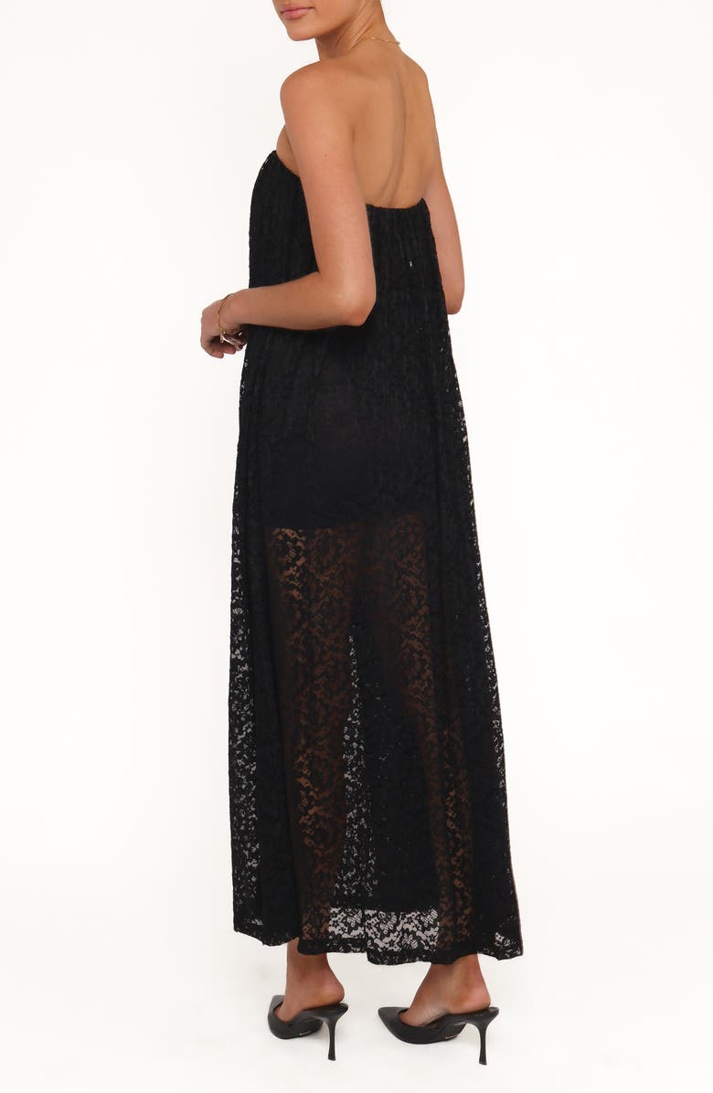 Petal & Pup Davina Lace Strapless Maxi Dress, Alternate, color, Black Lace