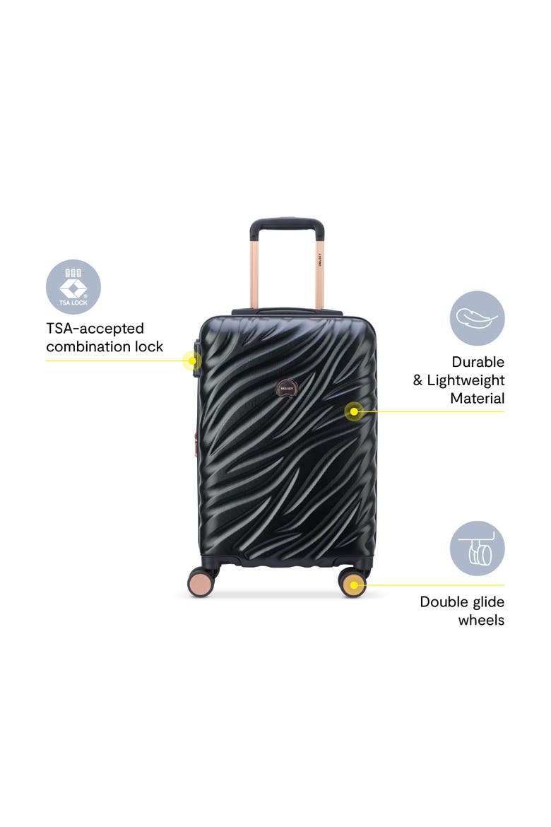 Delsey Alexis Lightweight Luggage-Checked Medium, Alternate, color, Black/Rose Gold