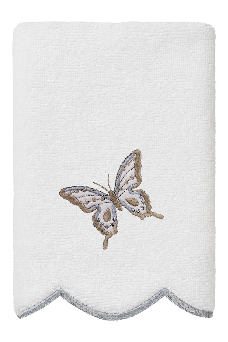 3-Piece Brittney Embroidered Turkish Cotton Towel Set, Alternate, color, WHITE/ GRAY