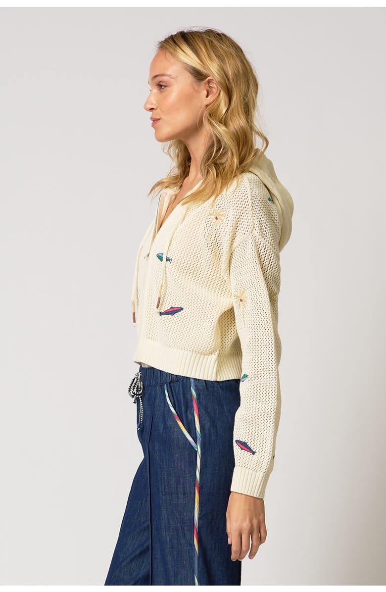 Central Park West Eden Palm Tree Mesh Cardigan, Alternate, color,