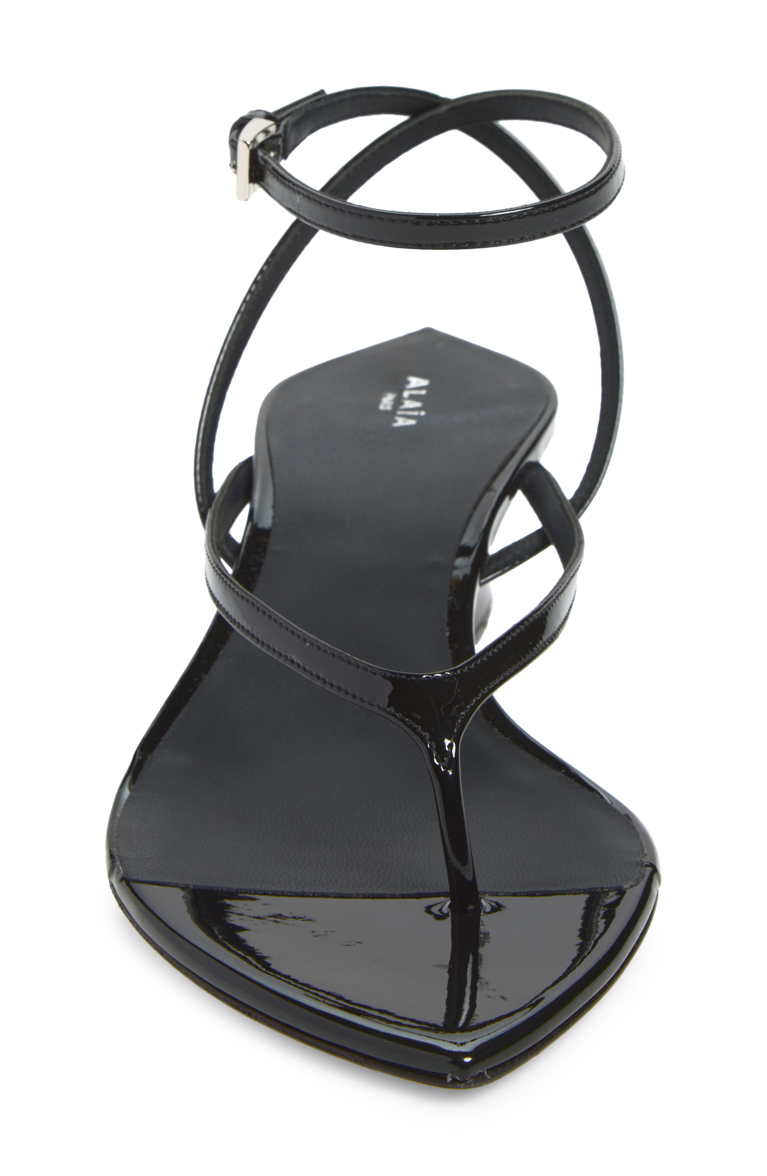 Invisible Wedge Ankle Strap Sandal, Alternate, color, NOIR