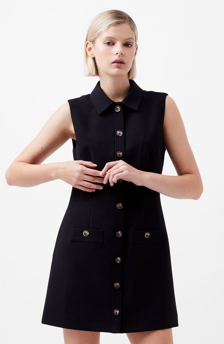 French Connection Azra Sleeveless Twill Mini Shirtdress, Alternate, color,