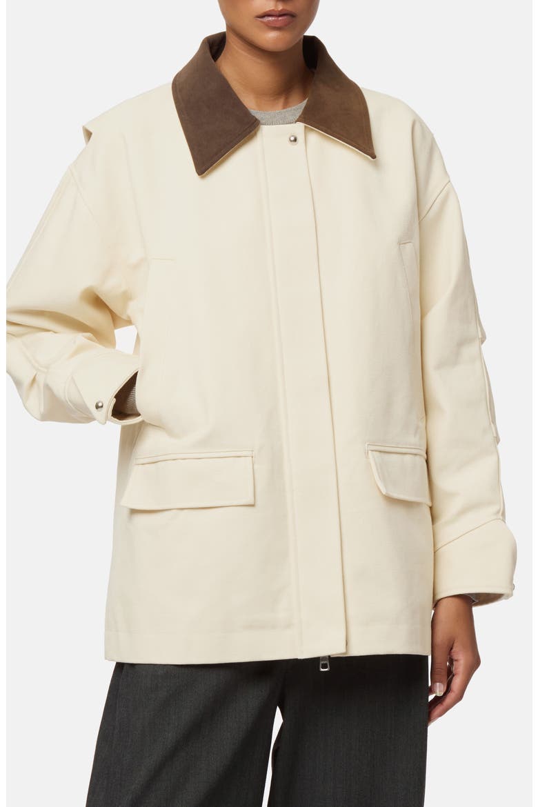 Clive Canvas Workwear Jacket, Main, color, OFF WHITE/ DARK BROWN