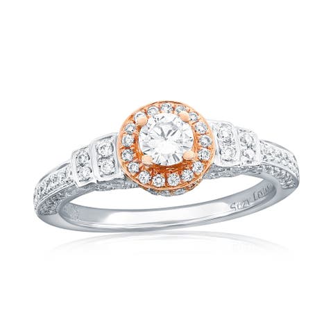 18K White & Rose Gold 0.25ct GIA-Certified Diamond & 0.54cttw Diamond Ring