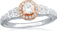SOUZANA by Suzy Levian 18K White & Rose Gold 0.25ct GIA-Certified Diamond & 0.54cttw Diamond Ring