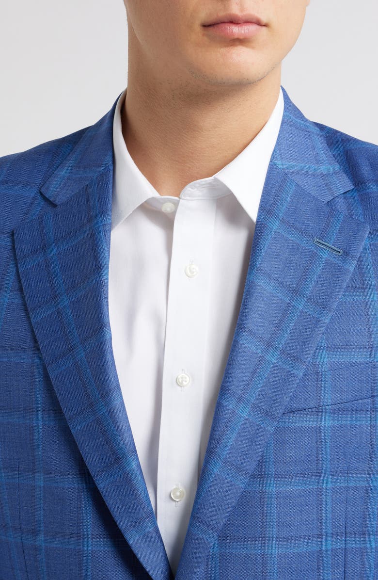 Peter Millar Flynn Classic Fit Plaid Wool Sport Coat, Alternate, color, Medium Blue