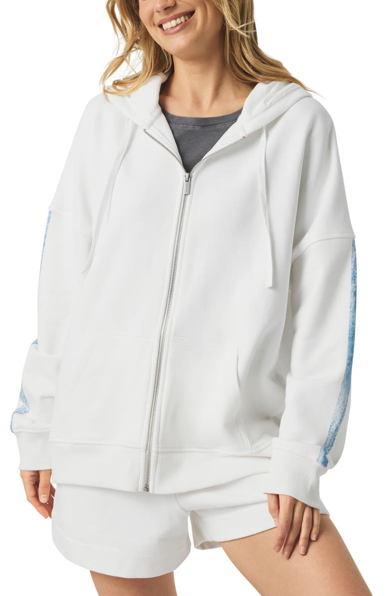 Splendid Cotton Terry Cloth Graphic Zip-Up Hoodie, Main, color, 