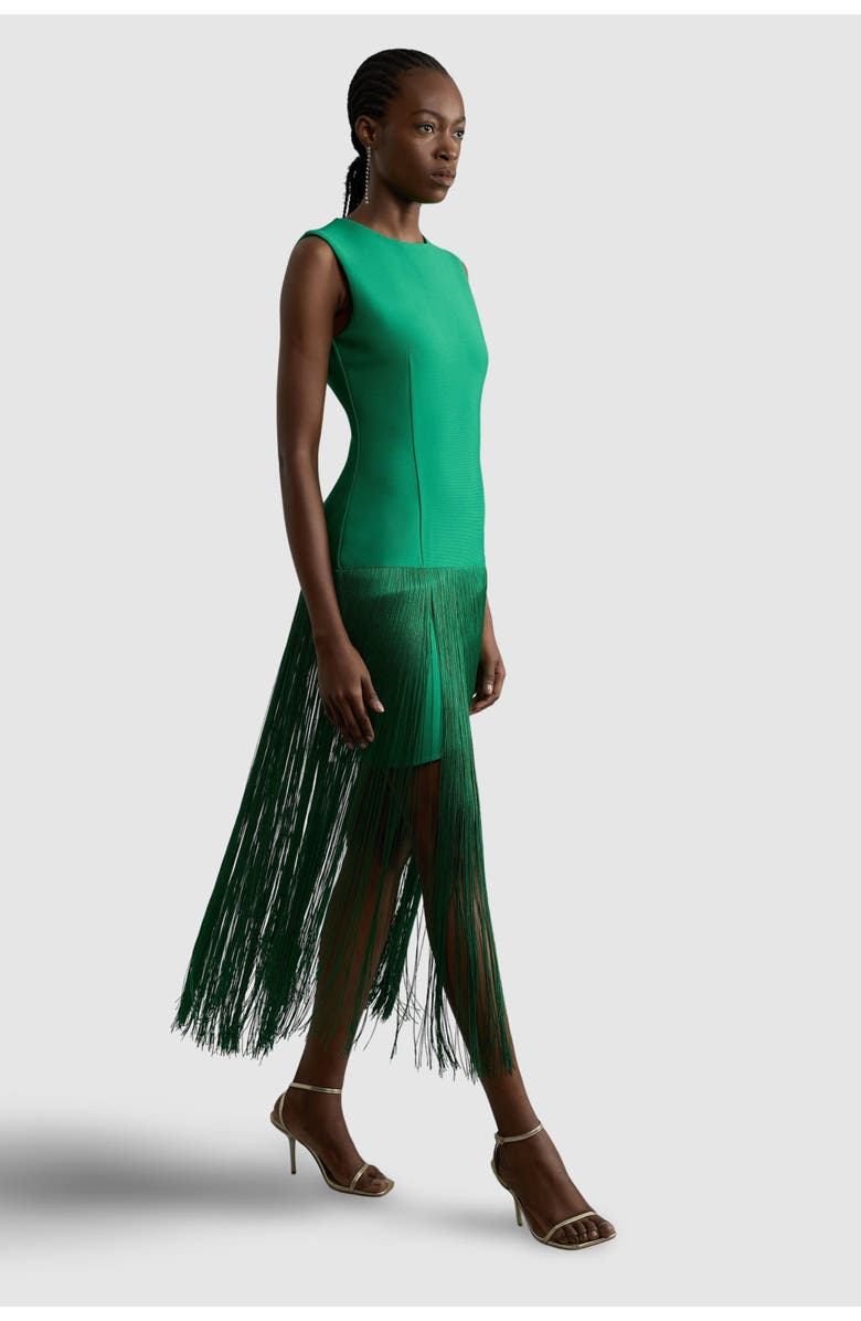 Karen Millen Tassel Hem Knitted Dress, Alternate, color, Green