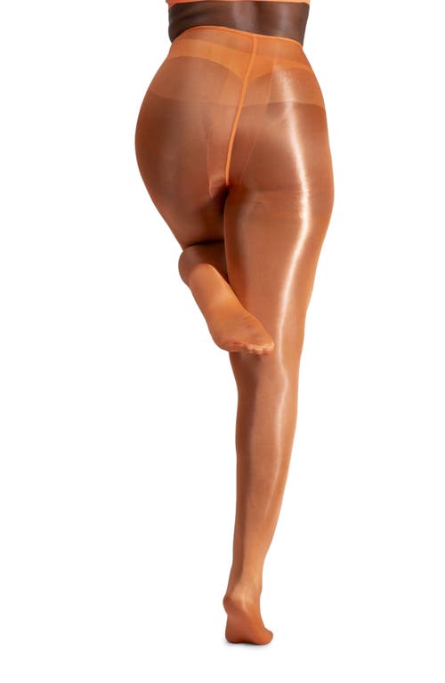 Lechery ® Lustrous Silky Shiny 20-denier Sheer Tights In Orange