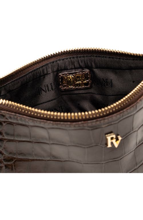 Frances Valentine Croc Embossed Leather Wristlet In Brown