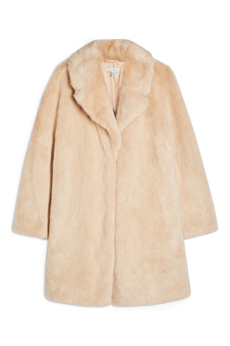Eclipse Luxe Faux Fur Coat, Alternate, color, NUDE
