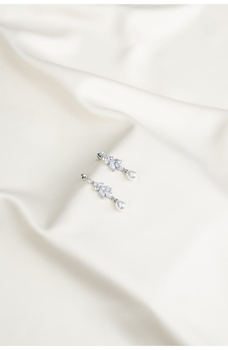 Untamed Petals Leo Pearl and Crystal Drop Earrings, Main, color, Silver