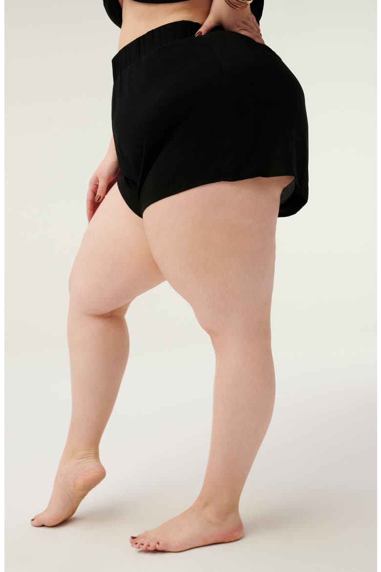 Drapey Woven Cover-Up Shorts, Alternate, color, BLACK001