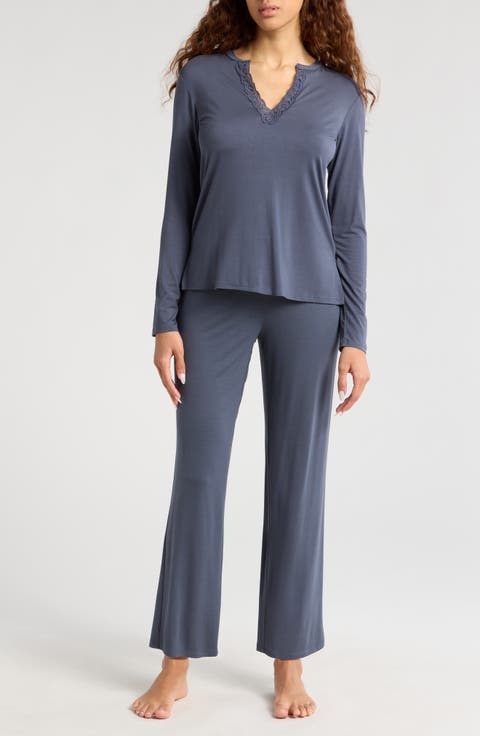 Essentials Lace Trim Jersey Pajamas