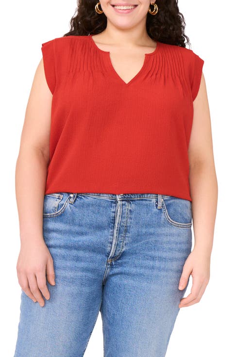 Pleat Detail Sleeveless Top (Plus)
