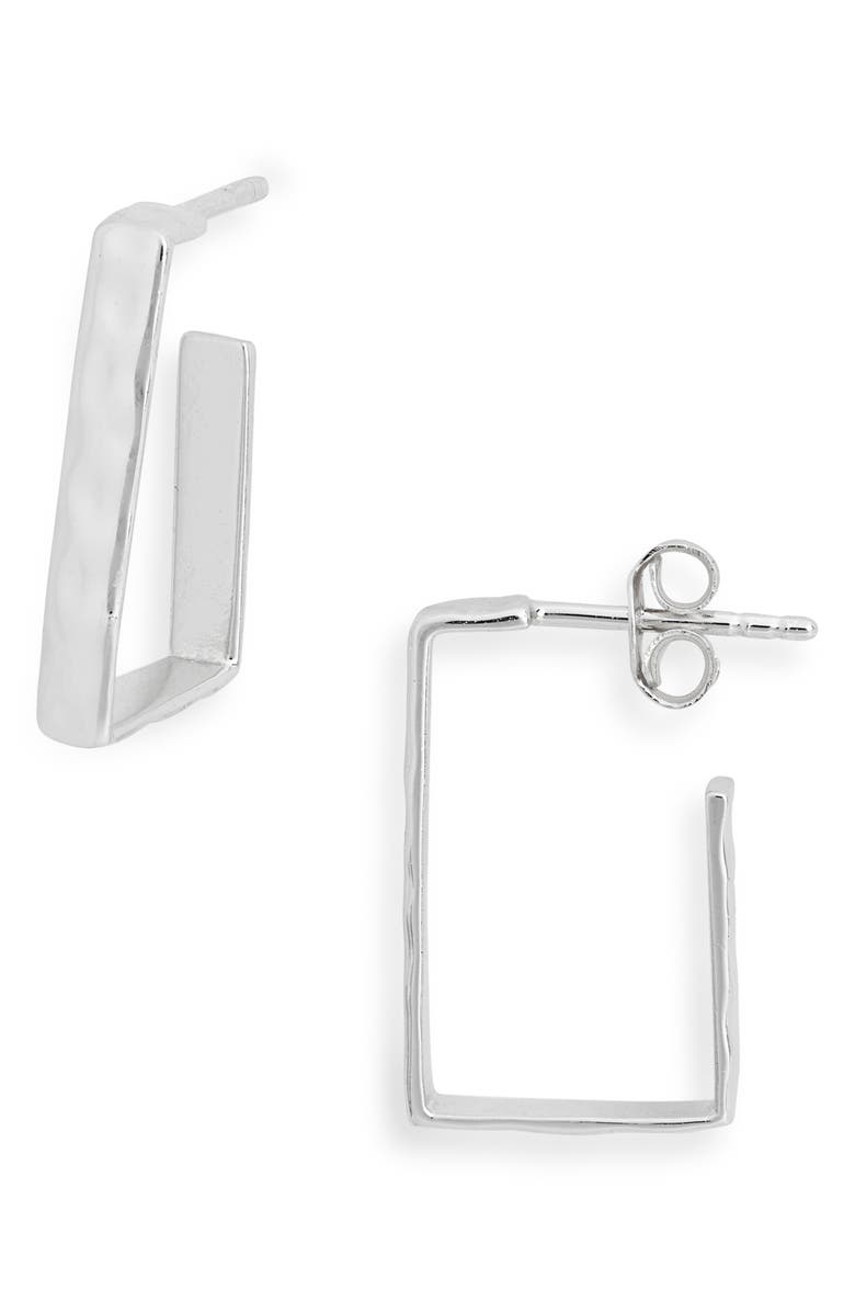 ARGENTO VIVO Hammered Square Hoop Earrings, Main, color, Silver