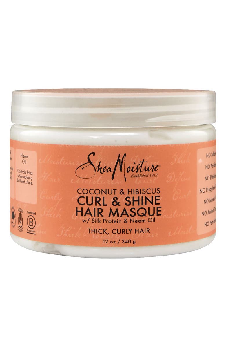 SHEA MOISTURE Coconut & Hibiscus Curl & Shine Hair Mask, Main, color, 