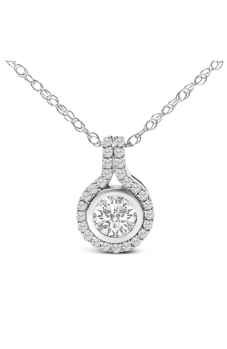 Haus of Brilliance Sterling Silver 3/4 Cttw Lab Grown Diamond Halo Pendant Necklace, Alternate, color, Silver