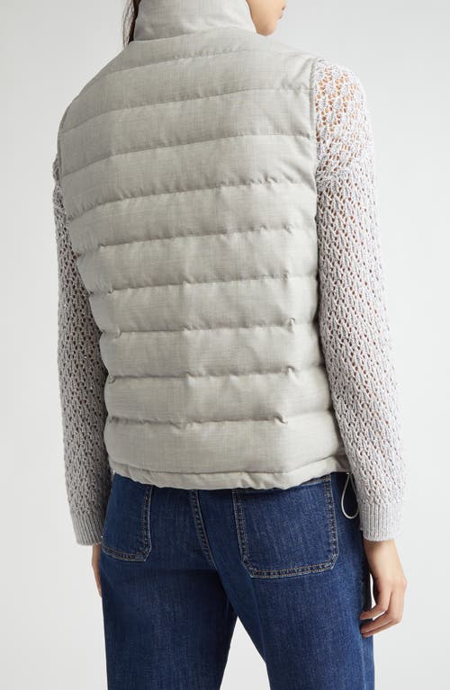 Eleventy Wool Blend Down Puffer Vest In Light Melange Grey