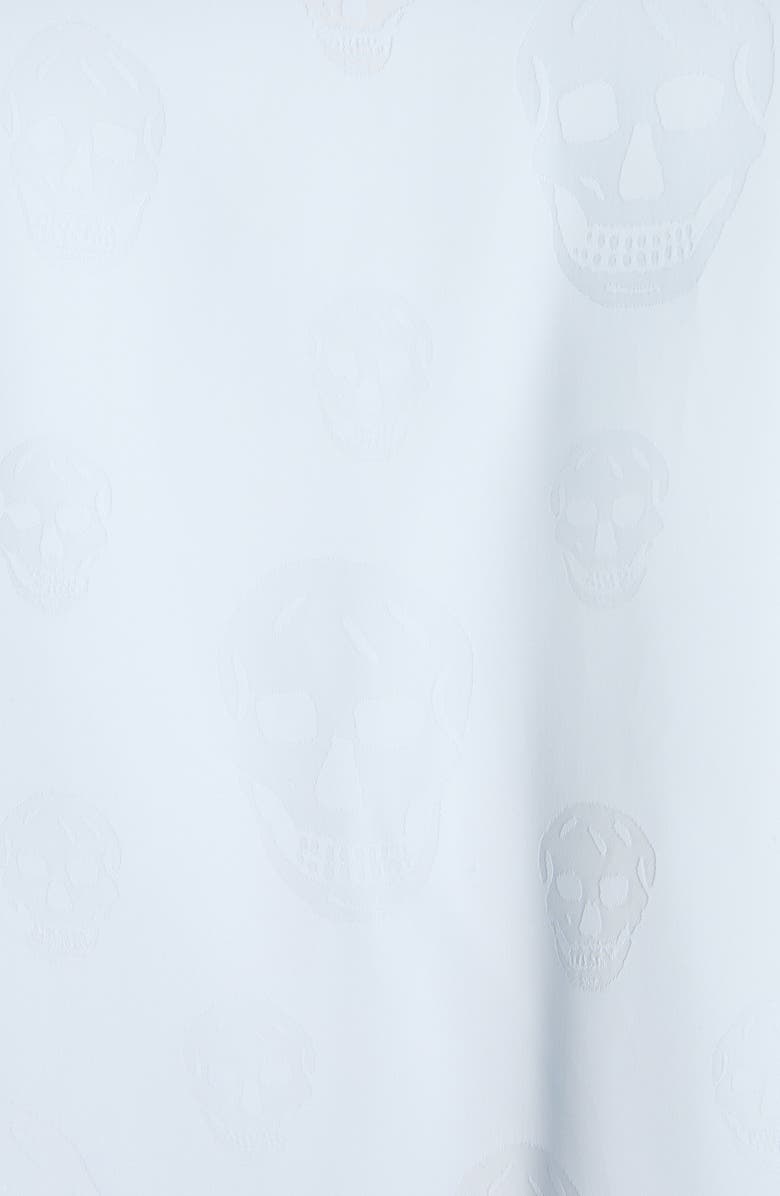 McQueen Skull Jacquard Satin Pajama Shirt, Alternate, color, Turquoise Blue