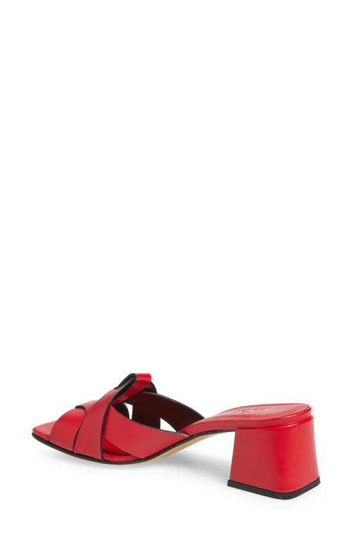 2 Twin Hearts Cross Band Block Heel Sandal In Red