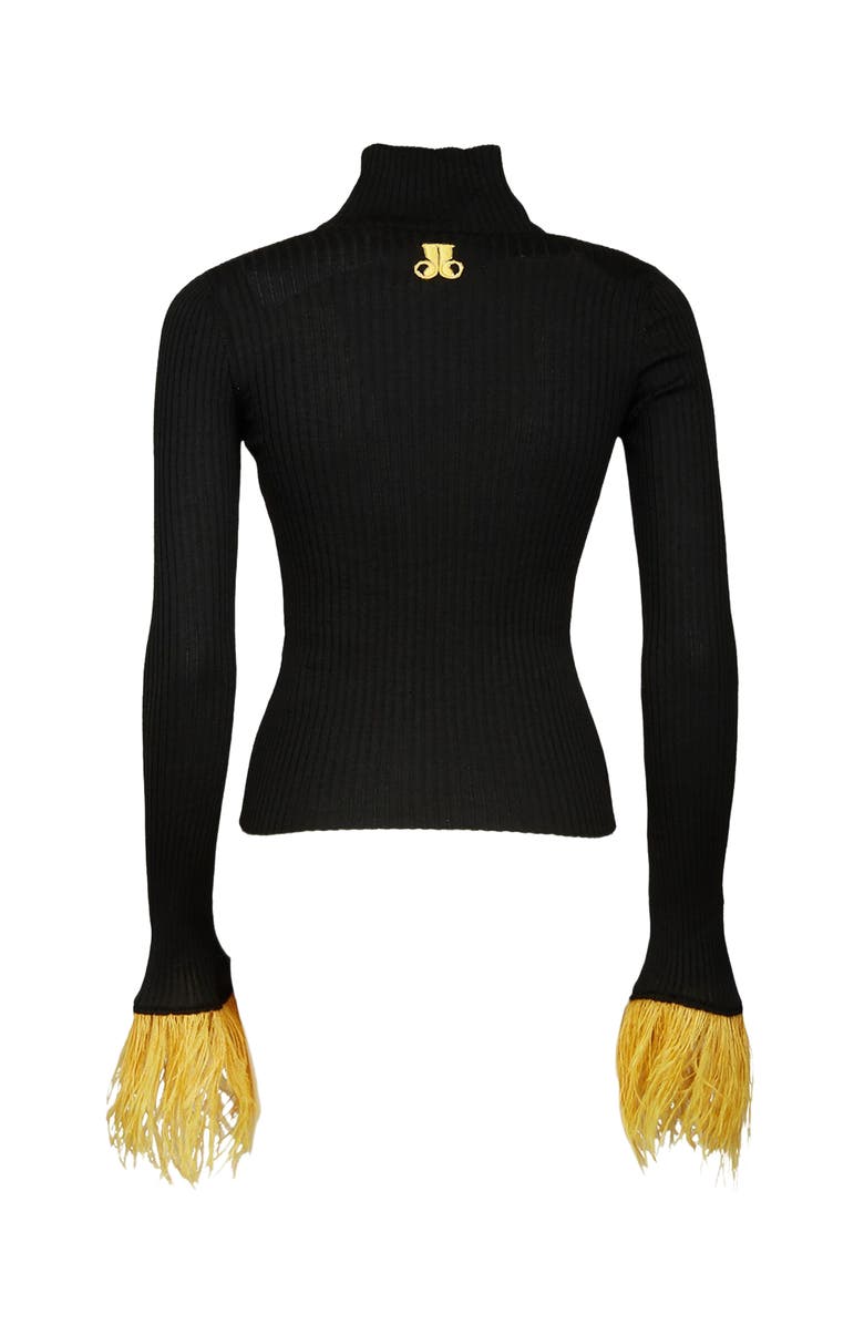 La DoubleJ High Kick Top With Feathers Black, Alternate, color, Black