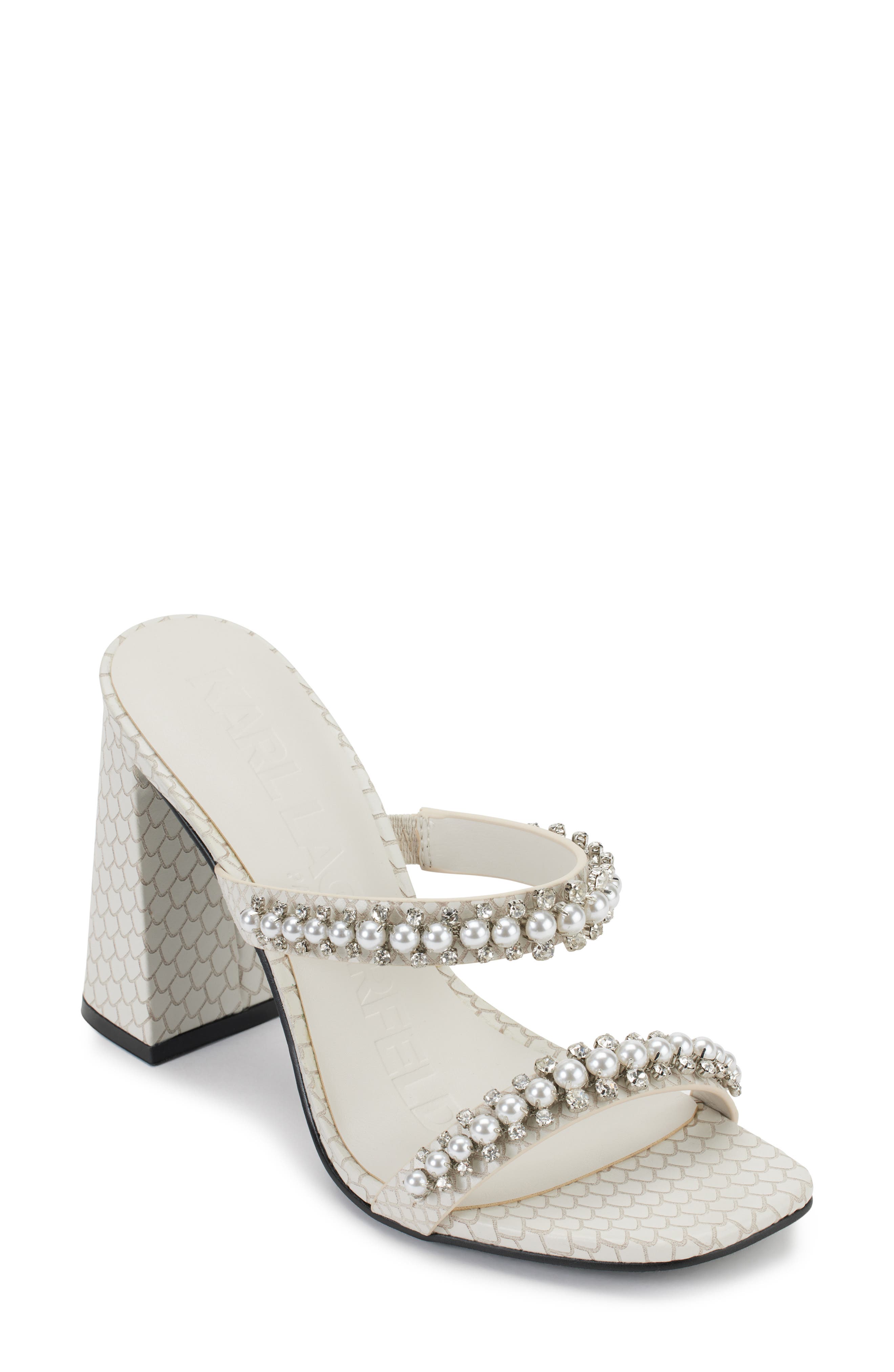 KARL LAGERFELD PARIS Rayan Rhinestone Block Heel Sandal