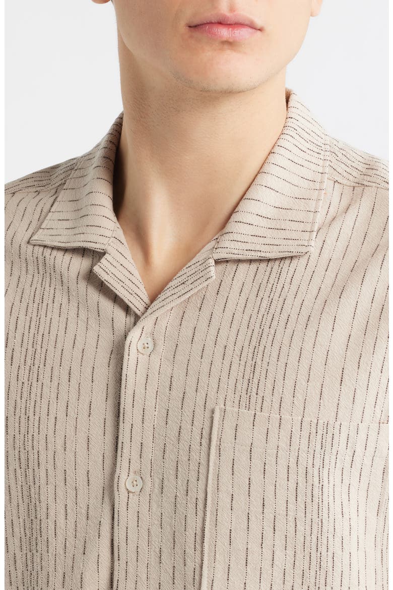 Leland Stripe Camp Shirt, Alternate, color, ECRU