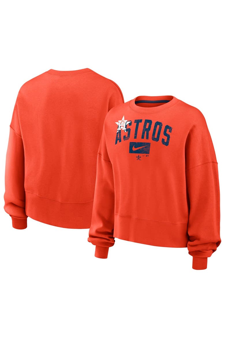 Women's Nike Orange Houston Astros Oversized Long Sleeve Cropped Sweatshirt, Alternate, color, Orange