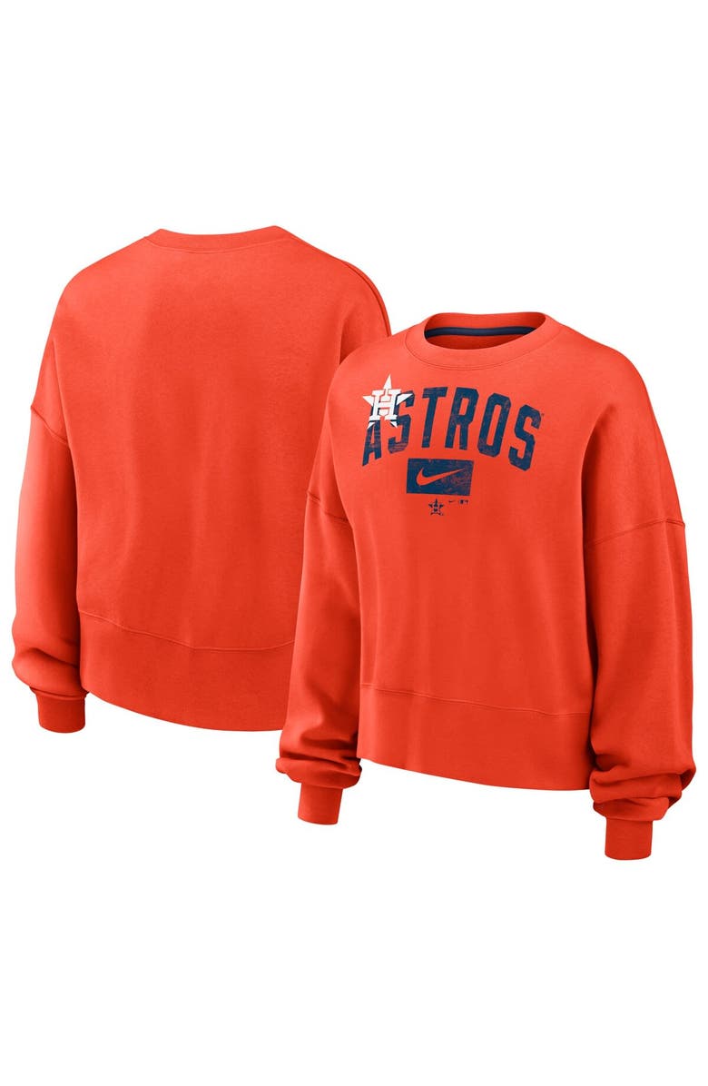 Nike Women's Nike Orange Houston Astros Oversized Long Sleeve Cropped Sweatshirt, Alternate, color, Orange