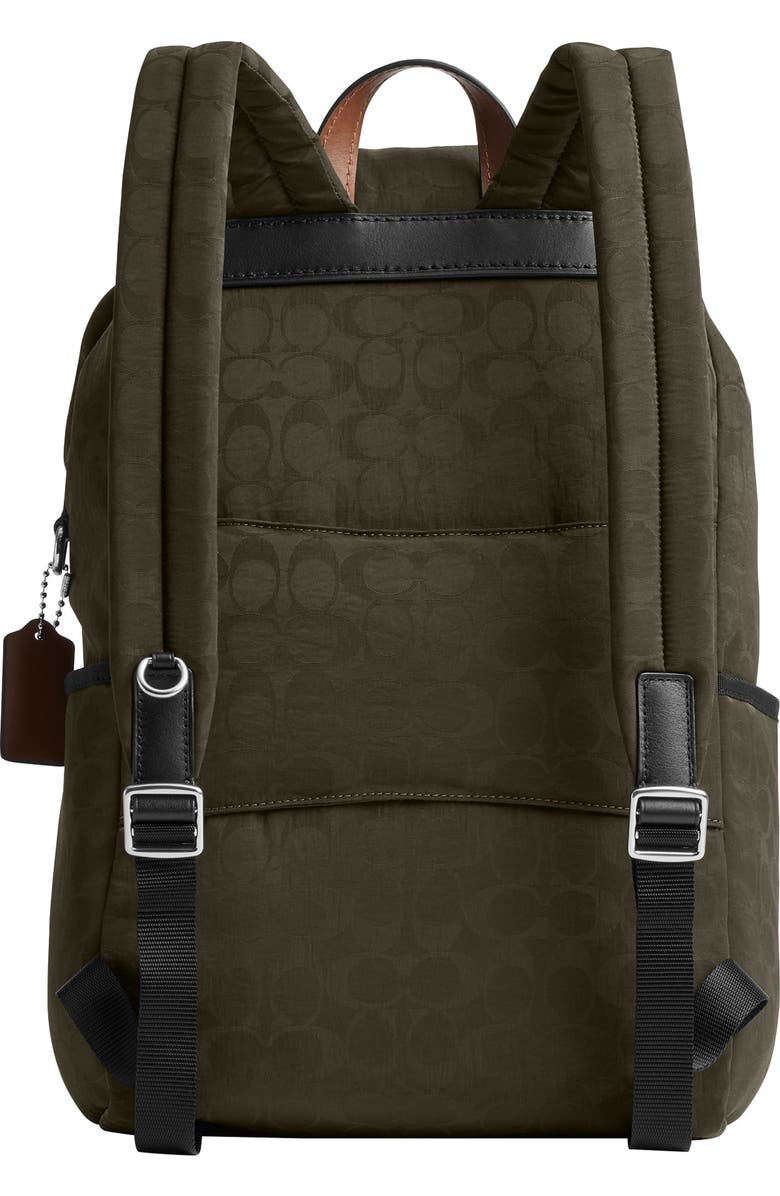 COACH Logan Backpack in Signature Nylon, Alternate, color, Dark Moss